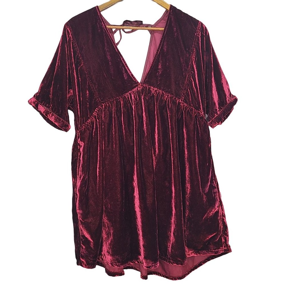 Free People Maroon  Velvet Dress Size M